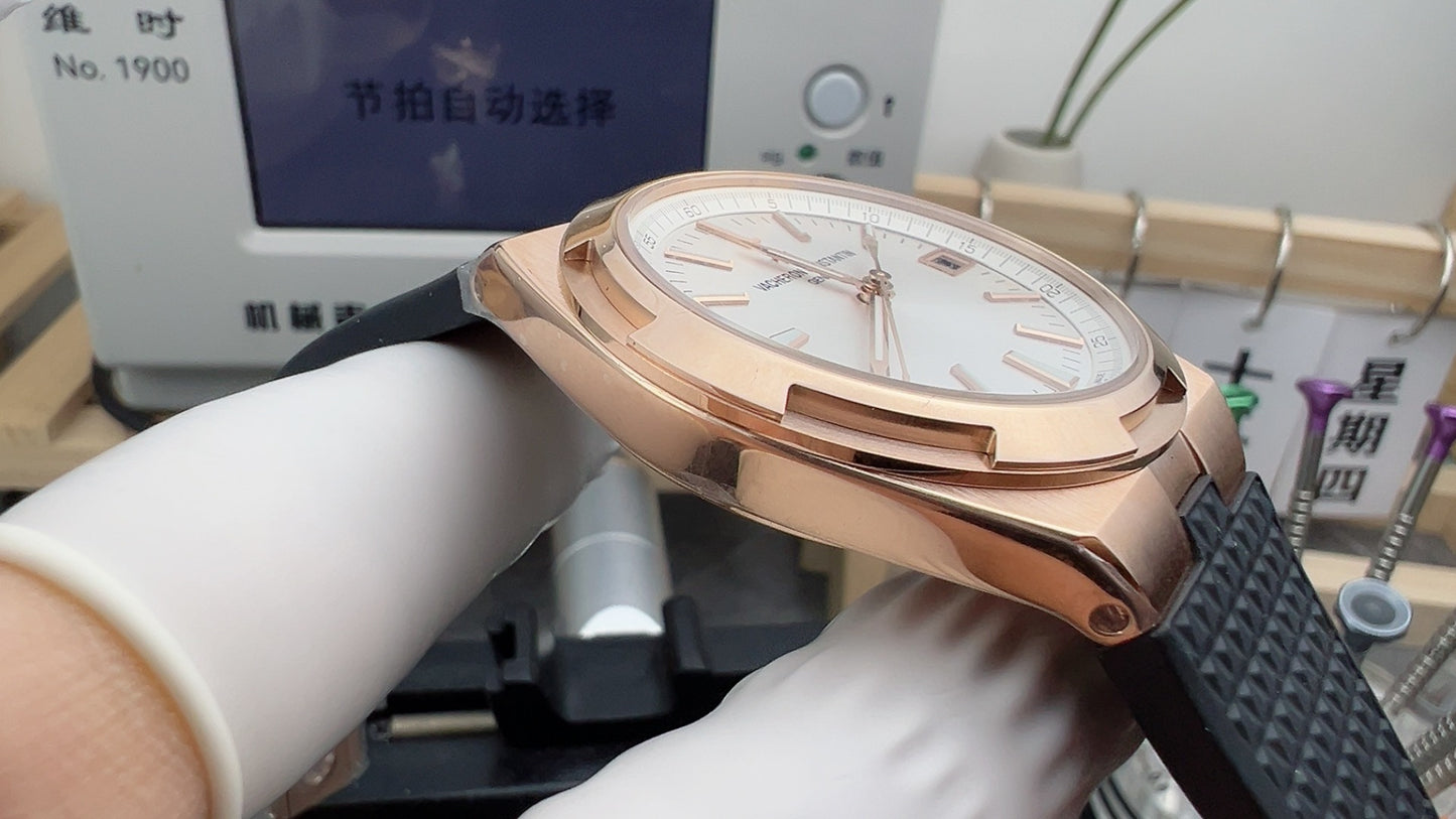 Overseas Rose Gold Silver Dial Watch