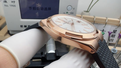 Overseas Rose Gold Silver Dial Watch