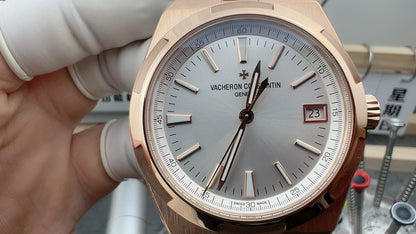 Overseas Rose Gold Silver Dial Watch