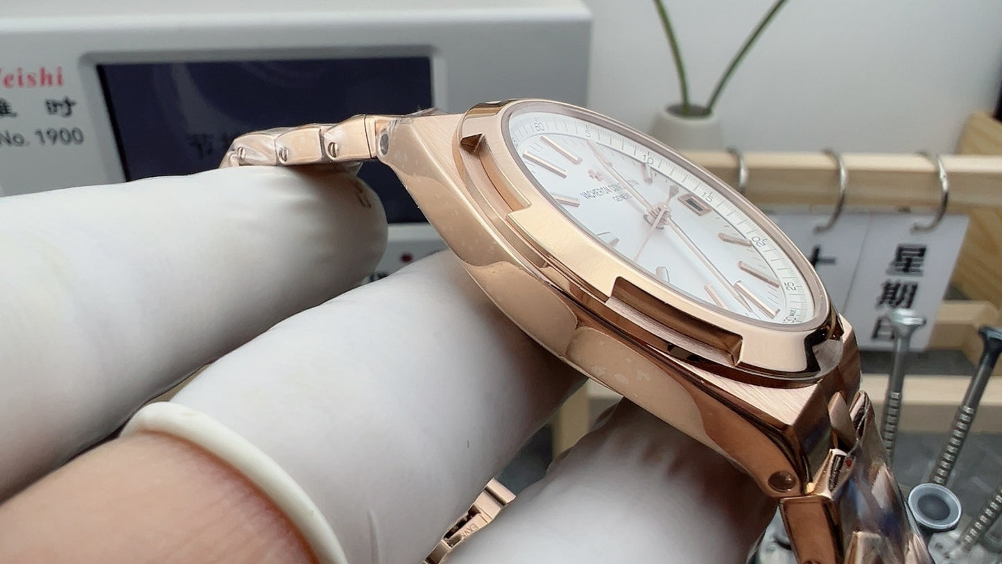 Overseas Rose Gold Silver Dial Watch