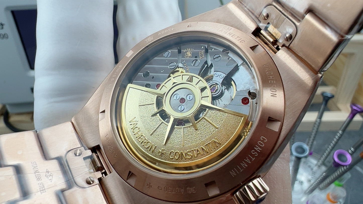 Overseas Rose Gold Silver Dial Watch