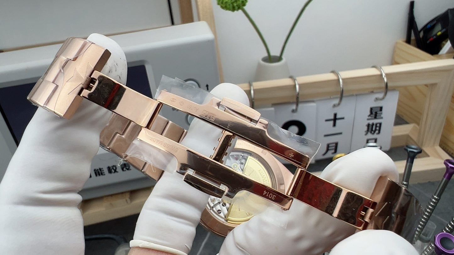 Overseas Rose Gold Silver Dial Watch