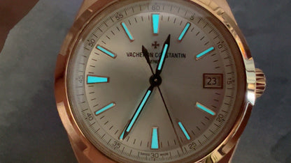 Overseas Rose Gold Silver Dial Watch
