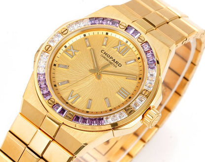 Alpine Eagle Purple Gem Bezel Gold Dial