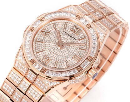 Alpine Eagle Diamond Pavé Blue Gem Bezel Gold