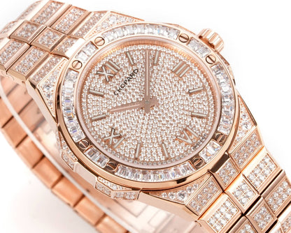 Alpine Eagle Diamond Pavé Blue Gem Bezel Gold