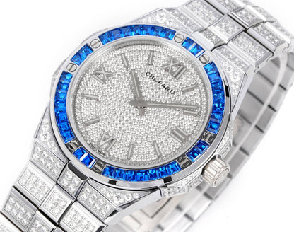Alpine Eagle Diamond Pavé Blue Gem Bezel Gold
