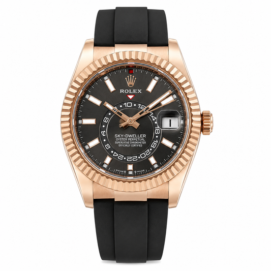 Sky Dweller Rose Gold Black Dial Oysterflex Watch