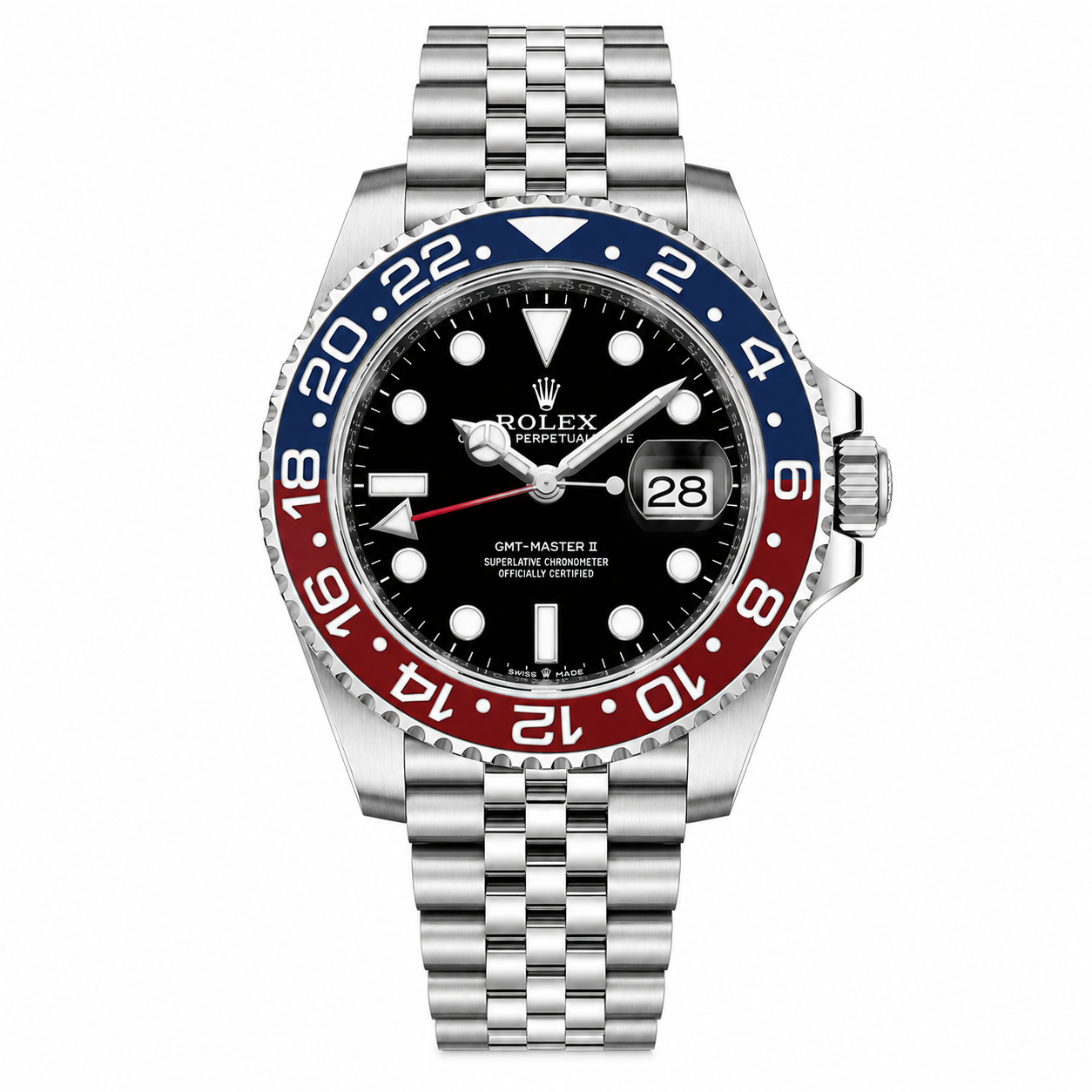 GMT Master II Pepsi Black Dial Jubilee Bracelet Watch
