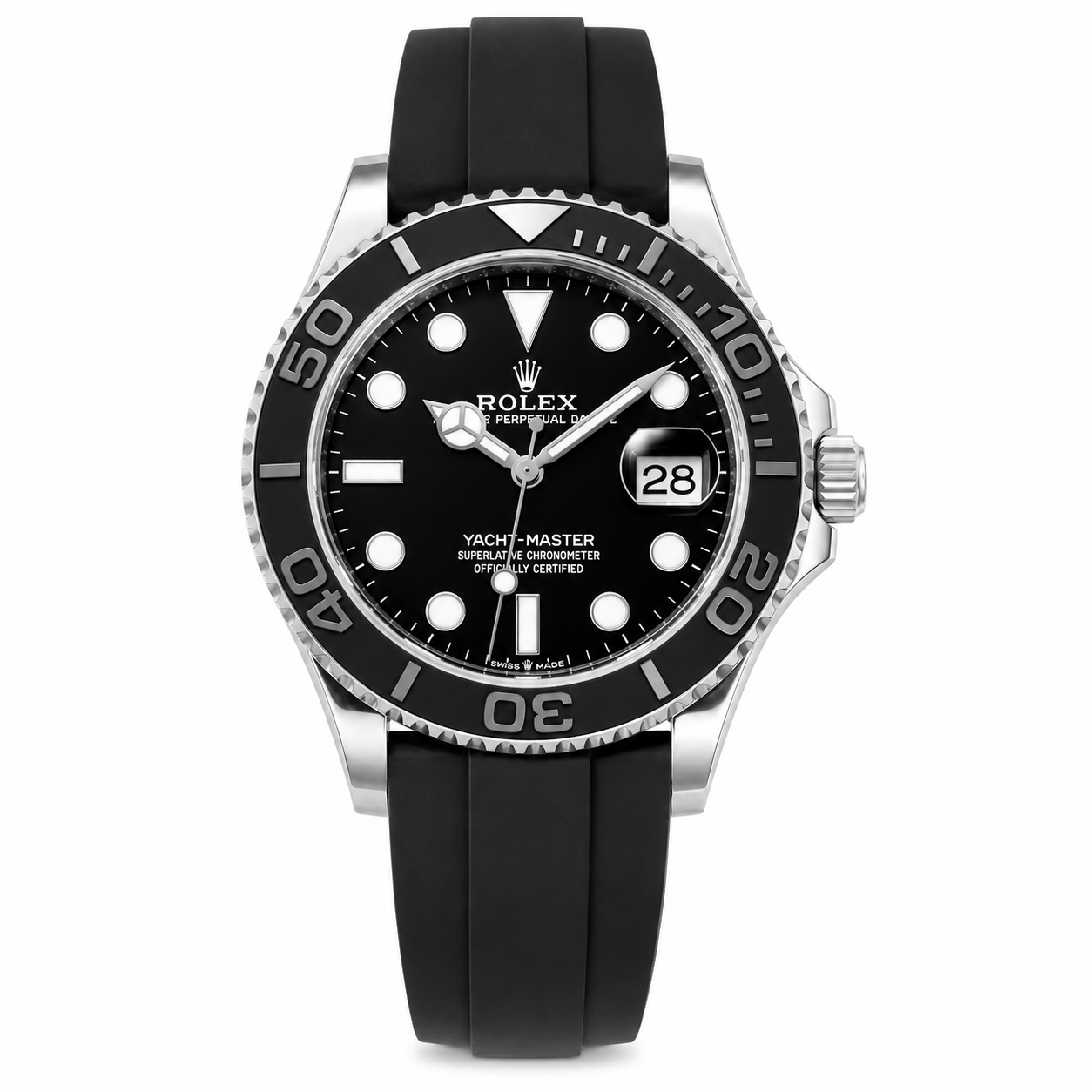 Yacht Master Black Dial Oysterflex Strap Watch