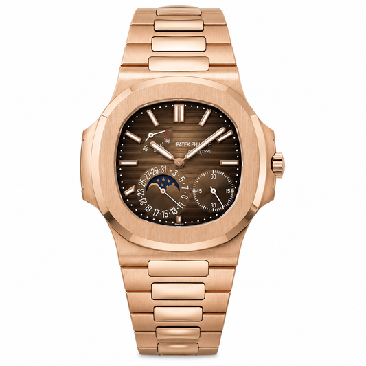 Nautilus Moonphase Rose Gold Dial Bracelet Watch