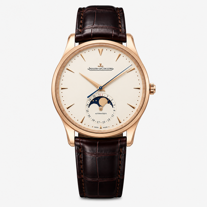 Moonphase Rose Gold Leather Strap Watch