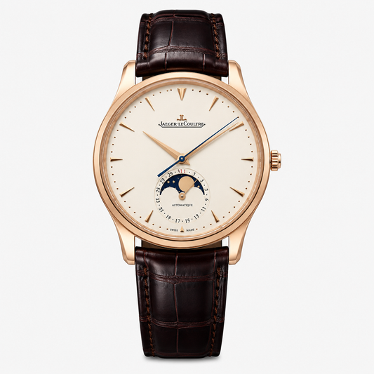 Moonphase Rose Gold Leather Strap Watch