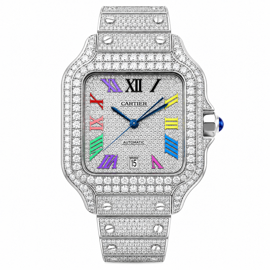 Santos Diamond Rainbow Dial Automatic Watch
