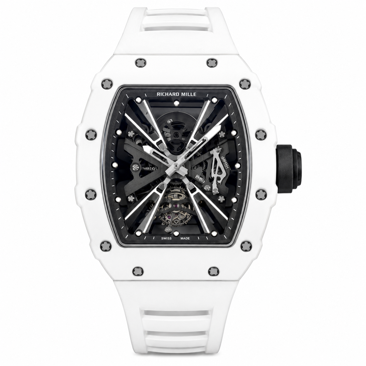 RM12-01 White Skeleton Dial Watch