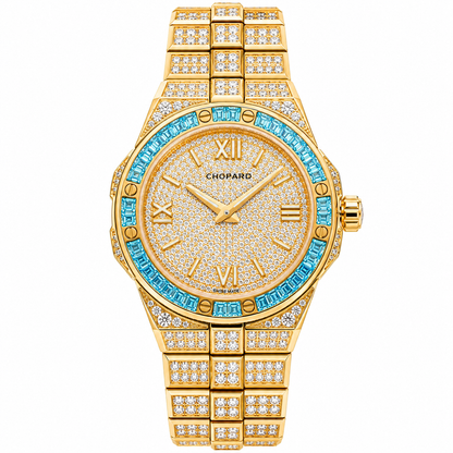 Alpine Eagle Diamond Pavé Blue Gem Bezel Gold