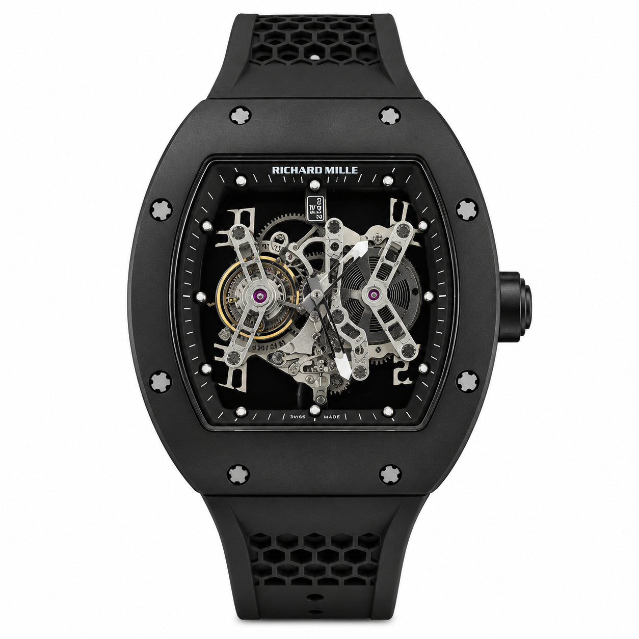 RM Skeleton Tourbillon Style Black Edition Rubber Strap