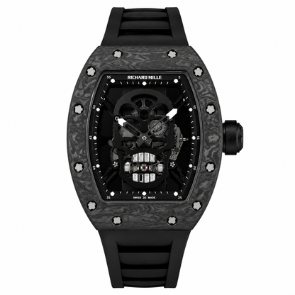Skull Skeleton Dial White Ceramic Style Rubber Strap Watch