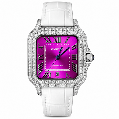Santos Blue Dial Diamond Automatic Watch
