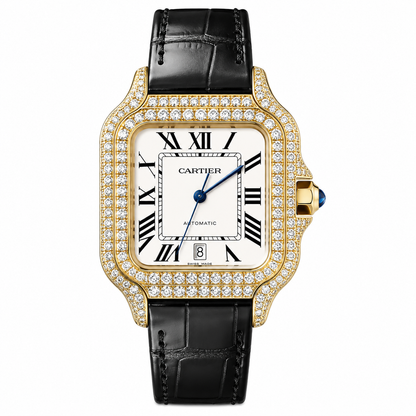 Santos Blue Dial Diamond Automatic Watch