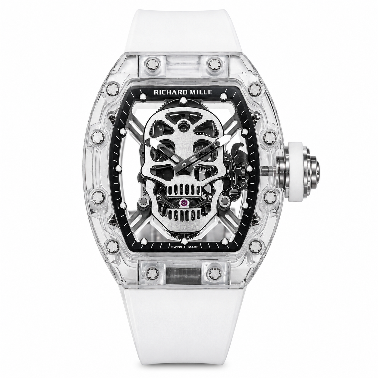 RM Skull Green Skeleton Automatic White Ceramic Edition
