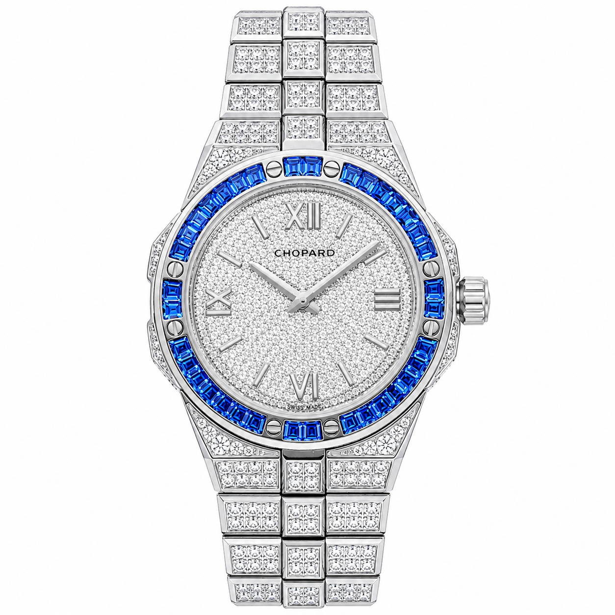 Alpine Eagle Diamond Pavé Blue Gem Bezel Gold