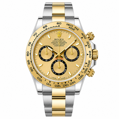 Daytona Cosmograph Two Tone Yellow Gold Black Dial Oyster Bracelet