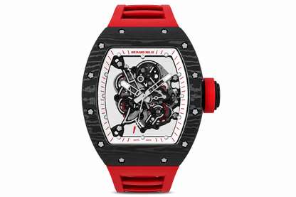 RM 67 02 Extra Flat Skeleton White Strap Watch