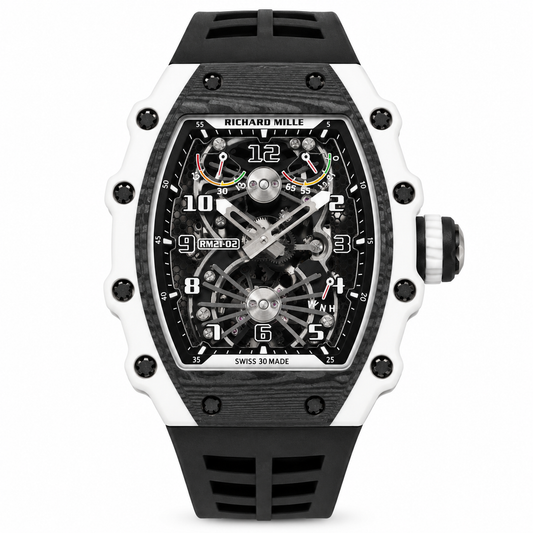 RM 53 White Black Skeleton Watch